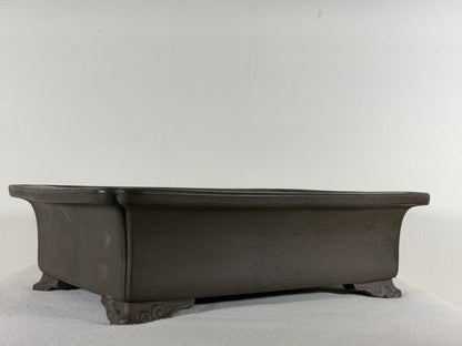 Preowned Japanese Tokoname Rectangular Unglazed Bonsai Pot Sanyou - 13.25” By 9.5”