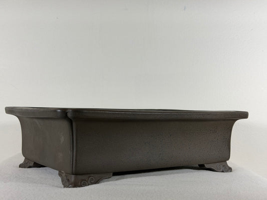 Preowned Japanese Tokoname Rectangular Unglazed Bonsai Pot Sanyou - 13.25” By 9.5”