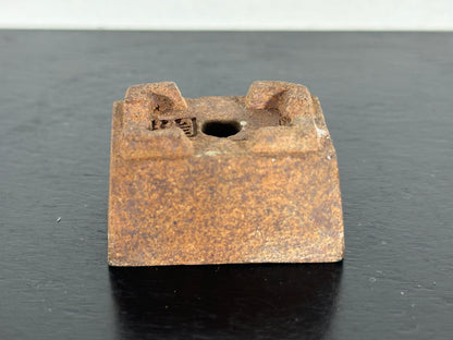 Preowned Japanese Tokoname Mame Rectangular Bonsai Pot with Stamp - 1.5” By 1”