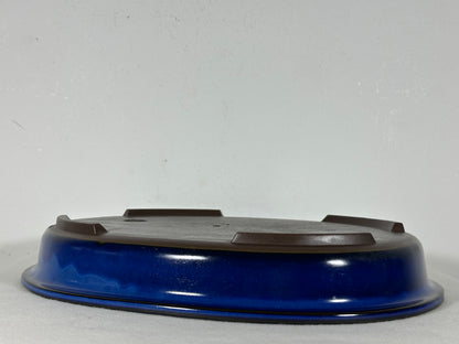Preowned Japanese Tokoname Glazed Shallow Oval Bonsai Pot - 13.75” By 11”