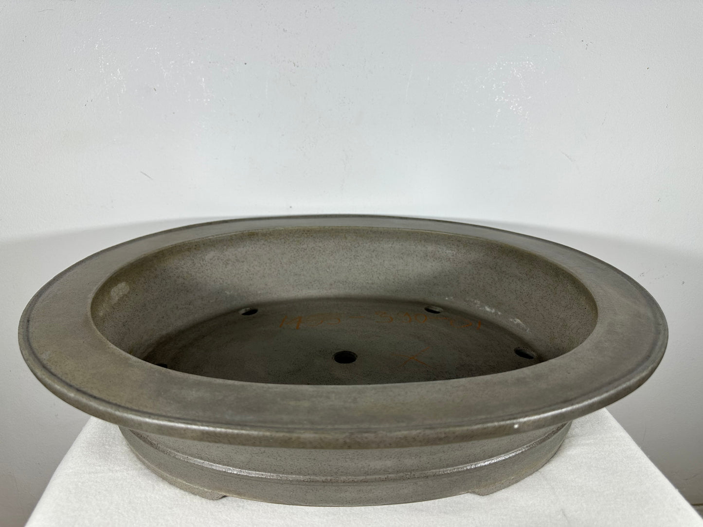 Preowned Japanese Tokoname Unglazed Oval Bonsai Pot Seizan - 19” By 16”