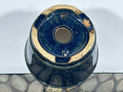 New Japanese Tokoname Round Glazed Bonsai Pot Katu - 4 3/8” By 3”