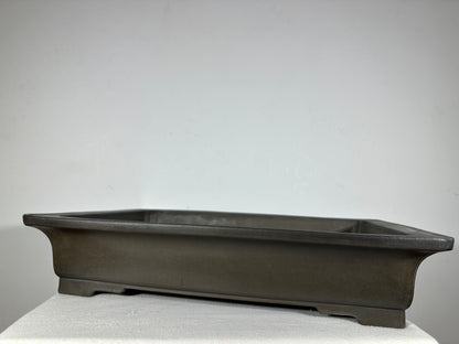 Preowned Japanese Tokoname Unglazed Rectangular Bonsai Pot Seizan - 19.5” By 13.5”