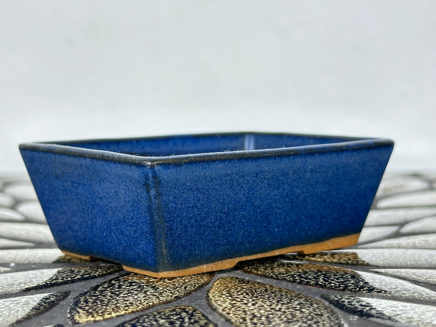 Preowned Japanese Tokoname Glazed Rectangular Bonsai Pot - 3.25” By 2.25”