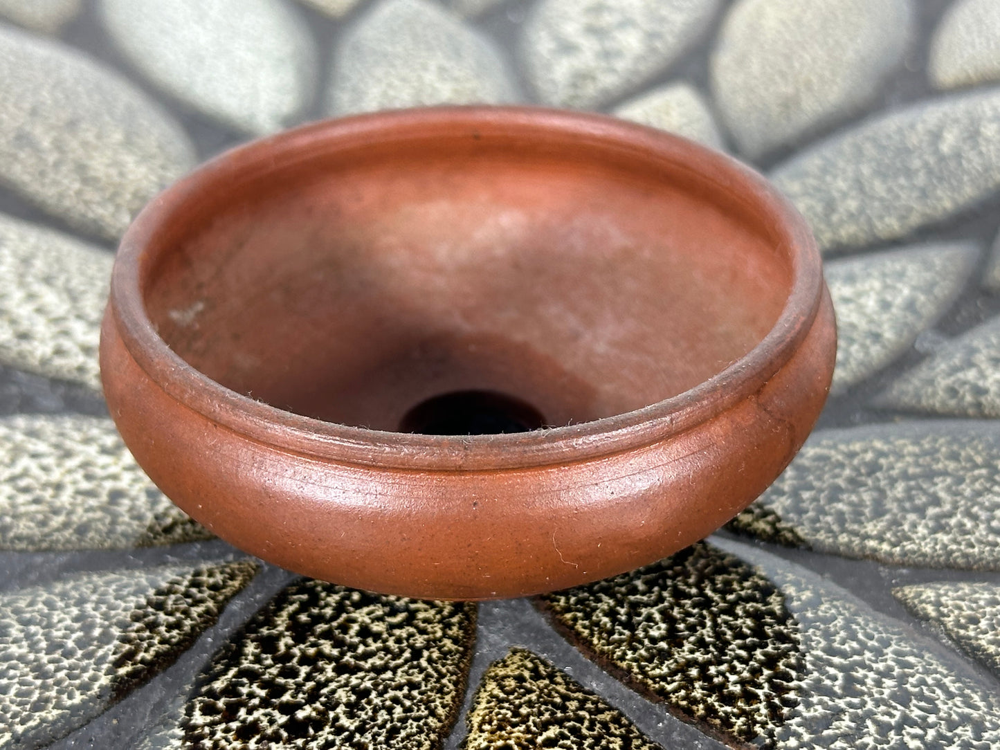 Preowned Japanese Tokoname Unglazed Round Bonsai Pot Deiju - 2.5” By 1”