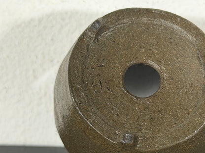 Preowned Japanese Tokoname Unglazed Round Bonsai Pot With Stamp - 2” By 1 1/8”