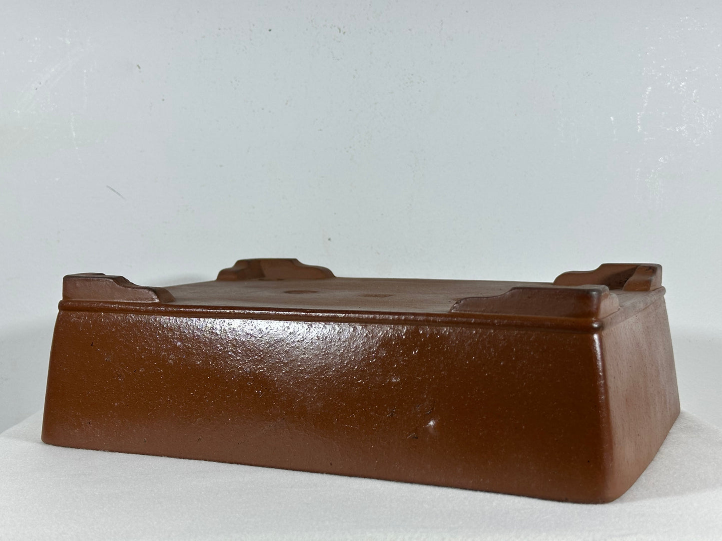 Preowned Japanese Tokoname Unglazed Rectangular Bonsai Pot Keizan - 12.5” By 9.5”