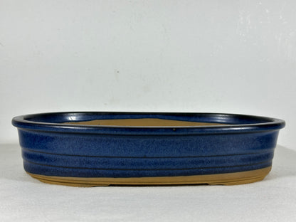 Preowned Japanese Tokoname Glazed Oval Bonsai Pot - 10.5” By 7”