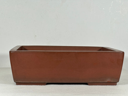 Preowned Japanese Tokoname Unglazed Rectangular Bonsai Pot - 10.5” By 8.25”
