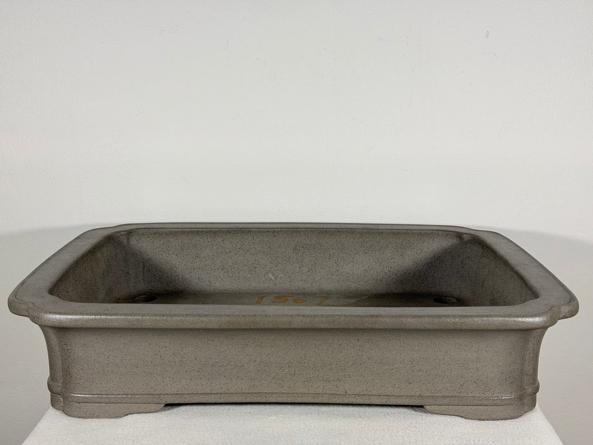 Preowned Japanese Tokoname Unglazed Rectangular Bonsai Pot Keizan - 19” x 14.25” x 4”