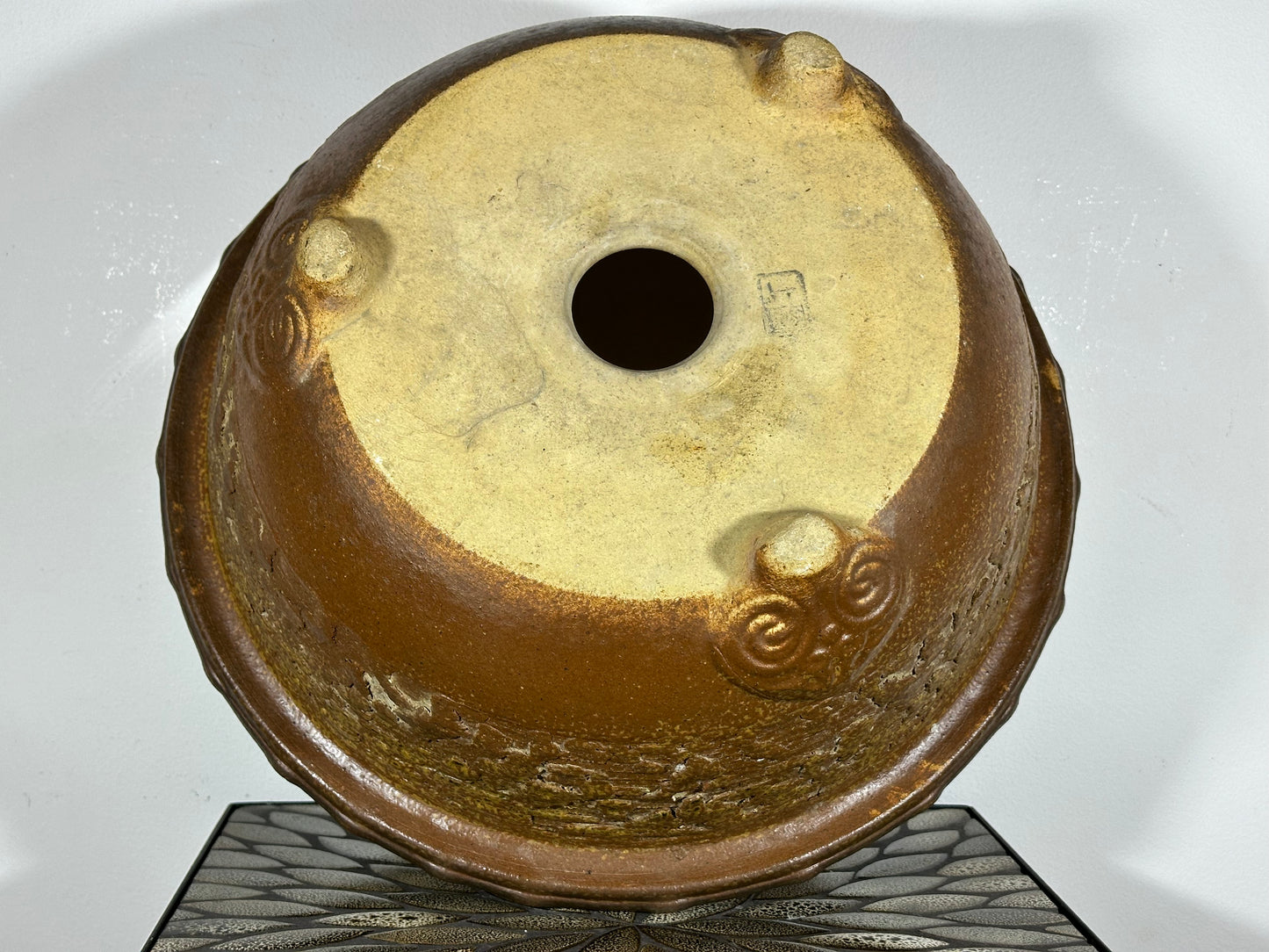 Preowned Vintage Japanese Tokoname Round Bonsai Pot Shigaraki - 18” By 7.25”