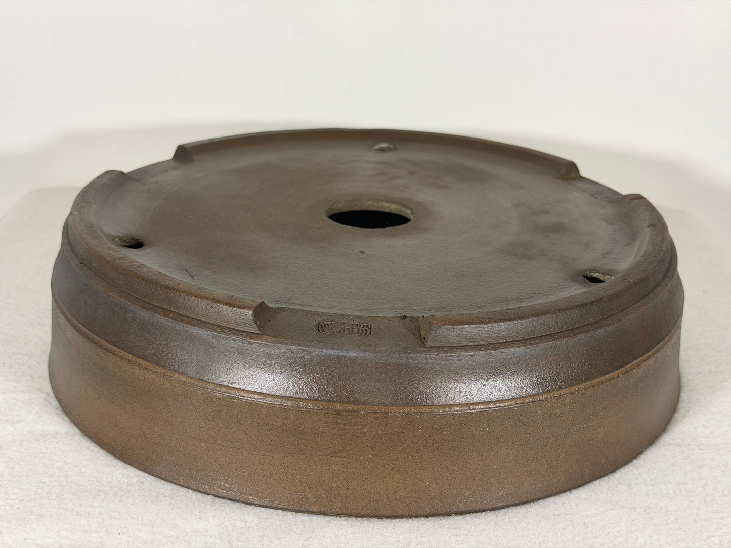 Preowned Japanese Tokoname Unglaed Round Bonsai Pot Touyou - 11” By 2.75”