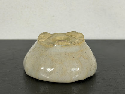 Preowned Japanese Tokoname Glazed Round Bonsai Pot With Stamp - 2” By 1”