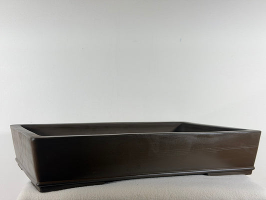 Preowned Japanese Tokoname Unglazed Rectangular Bonsai Pot Seizan - 18.5” By 12”