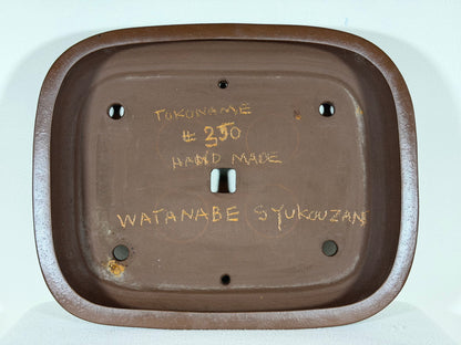 Preowned Vintage Japanese Tokoname Unglazed Rectangular Bonsai Pot Watanabe Syukouzan - 15” By 12.25”