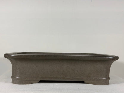 Preowned Japanese Tokoname Unglazed Rectangular Bonsai Pot Keizan - 12.75” By 10.25”