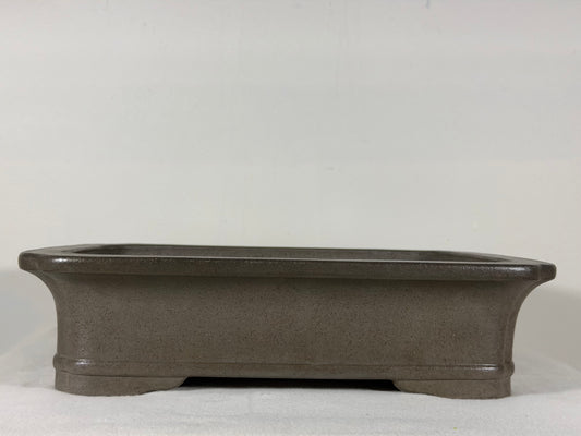 Preowned Japanese Tokoname Unglazed Rectangular Bonsai Pot Keizan - 12.75” By 10.25”