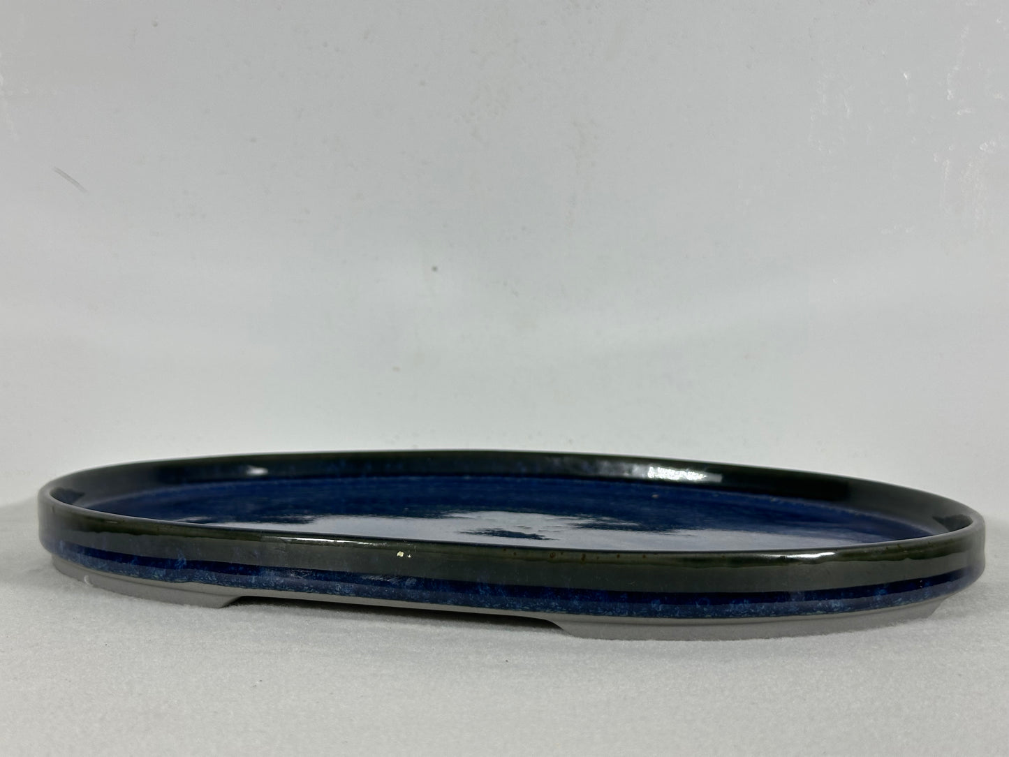 New Japanese Glazed Suiban for Suiseki Bonsai Harumatsu - 12.5” By 9”