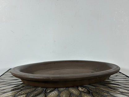 Preowned Japanese Tokoname Unglazed Shallow Oval Bonsai Pot - 13.25” By 10.5”