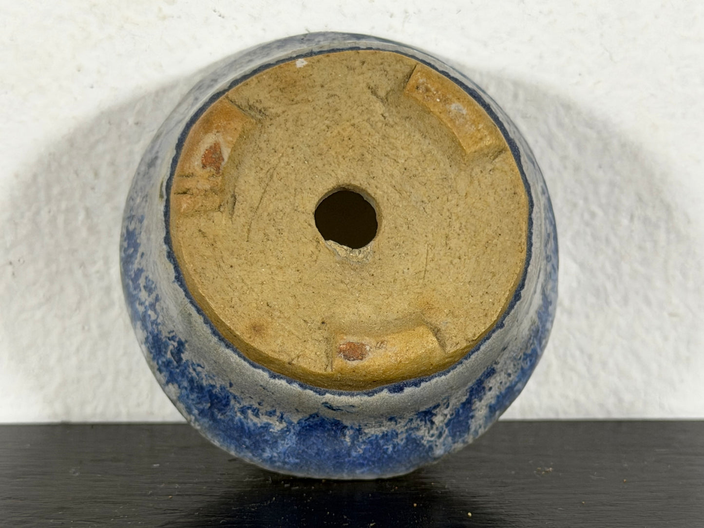 Preowned Japanese Tokoname Glazed Round Bonsai Pot - 2” By 7/8”