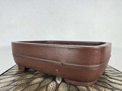 Preowned Japanese Tokoname Unglazed Rectangular Bonsai Pot Yamaaki - 13.75” By 11”
