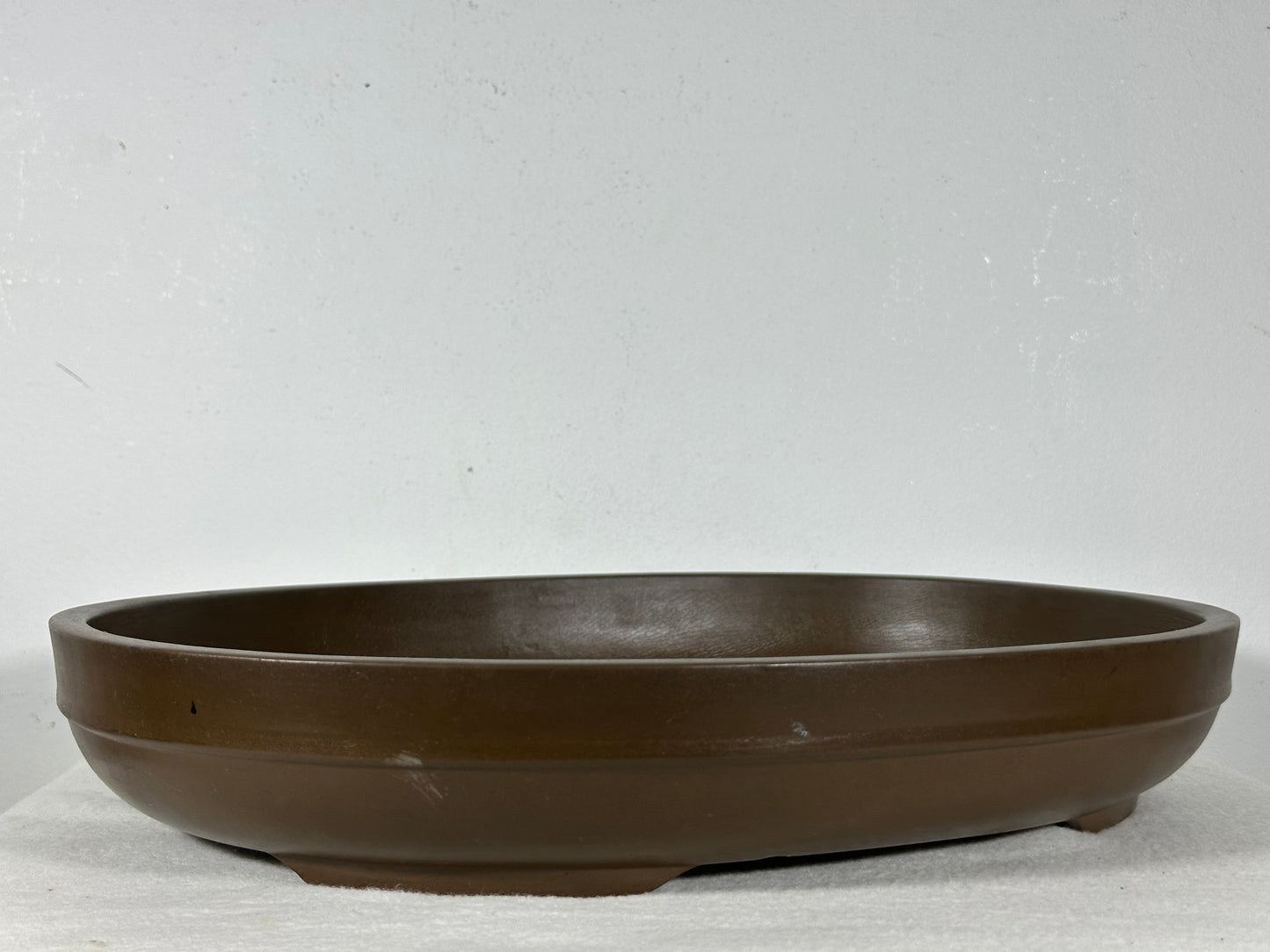 Preowned Japanese Tokoname Unglazed Oval Bonsai Pot has Stamp - 15.25” By 11.75”