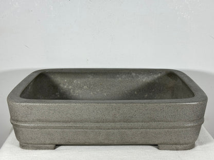Preowned Japanese Tokoname Unglazed Rectangular Bonsai Pot Seizan - 15” By 10.75”