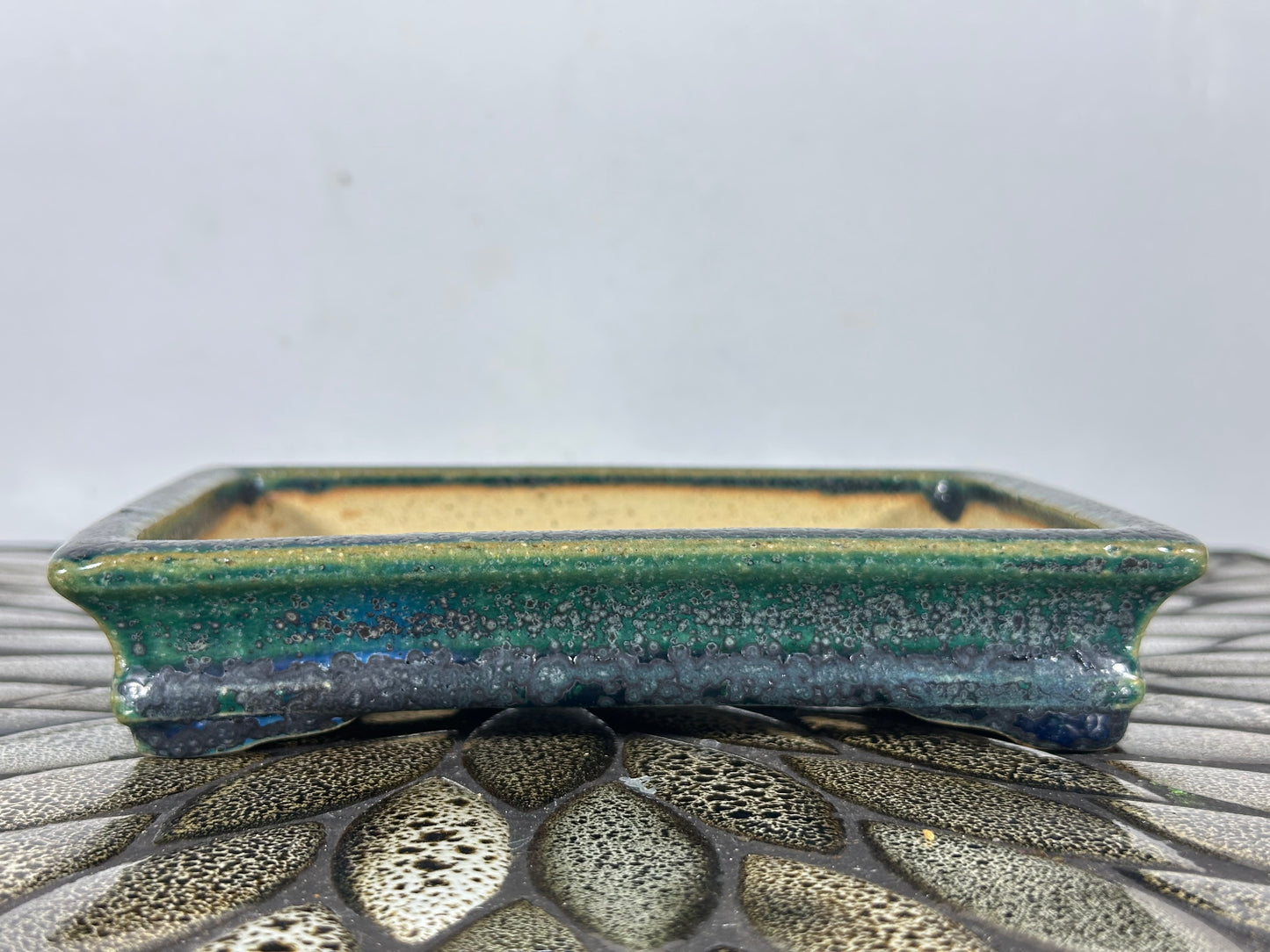 Preowned Japanese Tokoname Rectangular Bonsai Pot Aiba Koyo - 6.75” By 5 1/8”