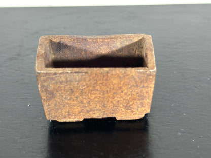 Preowned Japanese Tokoname Mame Rectangular Bonsai Pot with Stamp - 1.5” By 1”