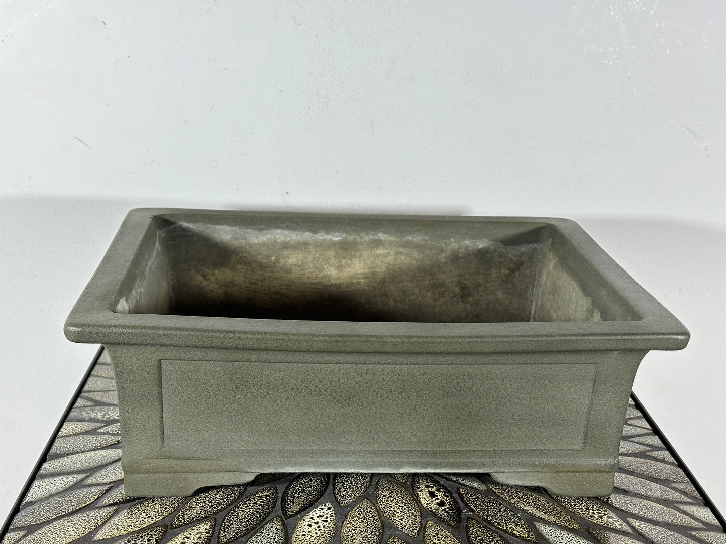 Preowned Vintage Japanese Tokoname Unglazed Rectangular Bonsai Pot Yamakou - 13 3/8” By 10.25”