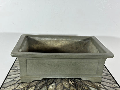 Preowned Vintage Japanese Tokoname Unglazed Rectangular Bonsai Pot Yamakou - 13 3/8” By 10.25”