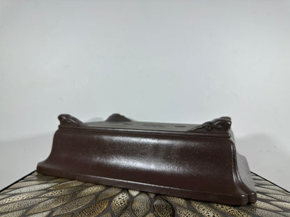 Preowned Japanese Tokoname Unglazed Rectangular Bonsai Pot Yamaaki - 14.5” By 11”