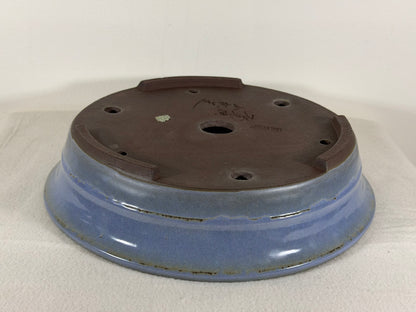 Preowned Japanese Tokoname Glazed Round Bonsai Pot Yamaaki - 11.25” By 2.5”
