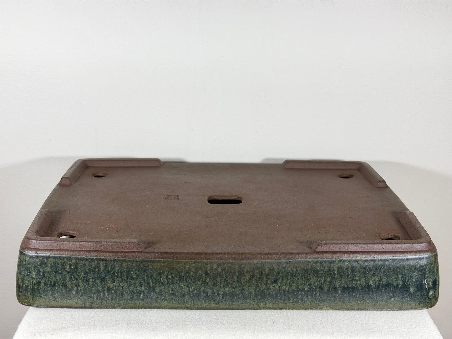 Preowned Japanese Tokoname Glazed Rectangular Bonsai Pot Syukouzan - 18.25” By 13”