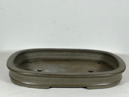 Preowned Japanese Tokoname Unglazed Rectangular Shallow Bonsai Pot Seizan - 12.25” By 9”