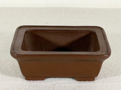 Preowned Japanese Tokoname Unglazed Rectangular Bonsai Pot Yamaaki - 4.5” x 3.5” x 1 5/8”