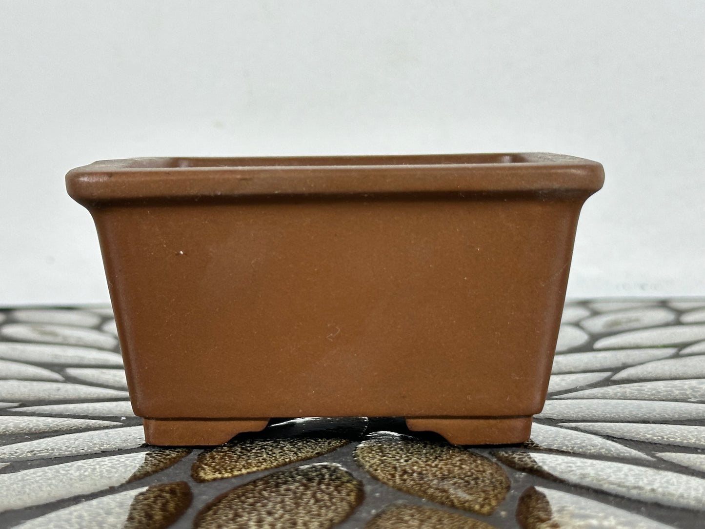Preowned Japanese Tokoname Unglazed Square Bonsai Pot Buzan - 3.75” By 2”