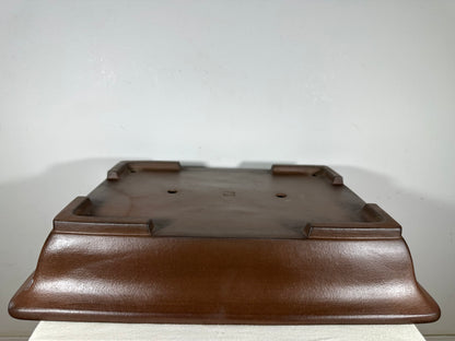 Preowned Japanese Tokoname Unglazed Rectangular Bonsai Pot Seizan - 20” By 15”