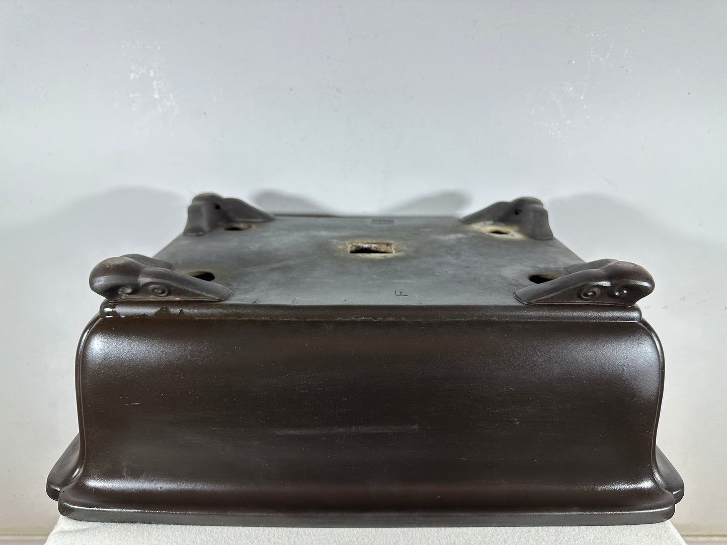 Preowned Japanese Tokoname Unglazed Rectangular Bonsai Pot Kaiyou - 18.5” By 14”