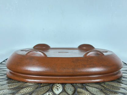 Preowned Japanese Tokoname Unglazed Bag Style Bonsai Pot Yamaaki - 11.75” By 8”