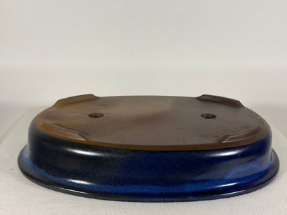 Preowned Japanese Tokoname Glazed Oval Bonsai Pot - 13.25” By 10”