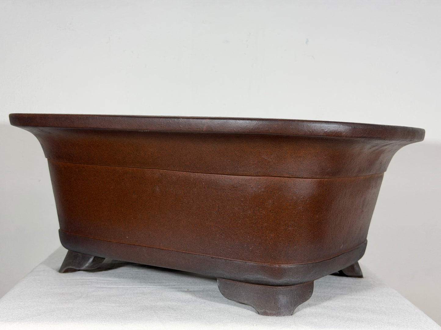 Preowned Japanese Tokoname Unglazed Rectangular Bonsai Pot Syukouzan - 18” By 15”