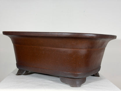 Preowned Japanese Tokoname Unglazed Rectangular Bonsai Pot Syukouzan - 18” By 15”