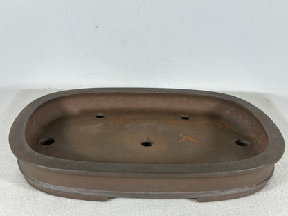 Preowned Japanese Tokoname Unglazed Rectangular Shallow Bonsai Pot Seizan - 12.25” By 9”