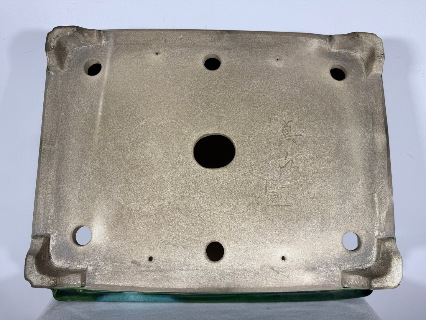 New Japanese Tokoname Glazed Rectangular Bonsai Pot Mazan Terahata - 18” By 14.25”