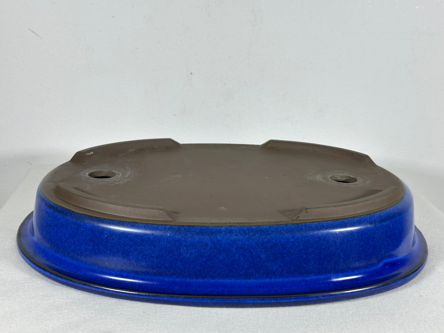 Preowned Japanese Tokoname Glazed Shallow Oval Bonsai Pot - 13.25” By 10.5”