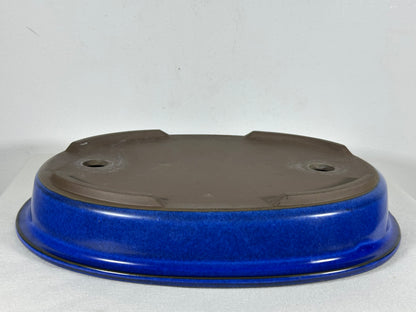 Preowned Japanese Tokoname Glazed Shallow Oval Bonsai Pot - 13.25” By 10.5”