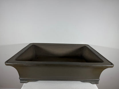 Preowned Japanese Tokoname Unglazed Rectangular Bonsai Pot Gyouzan Nakano - 22” x 16.5” x 6”