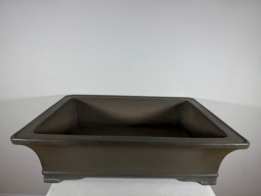 Preowned Japanese Tokoname Unglazed Rectangular Bonsai Pot Gyouzan Nakano - 22” x 16.5” x 6”