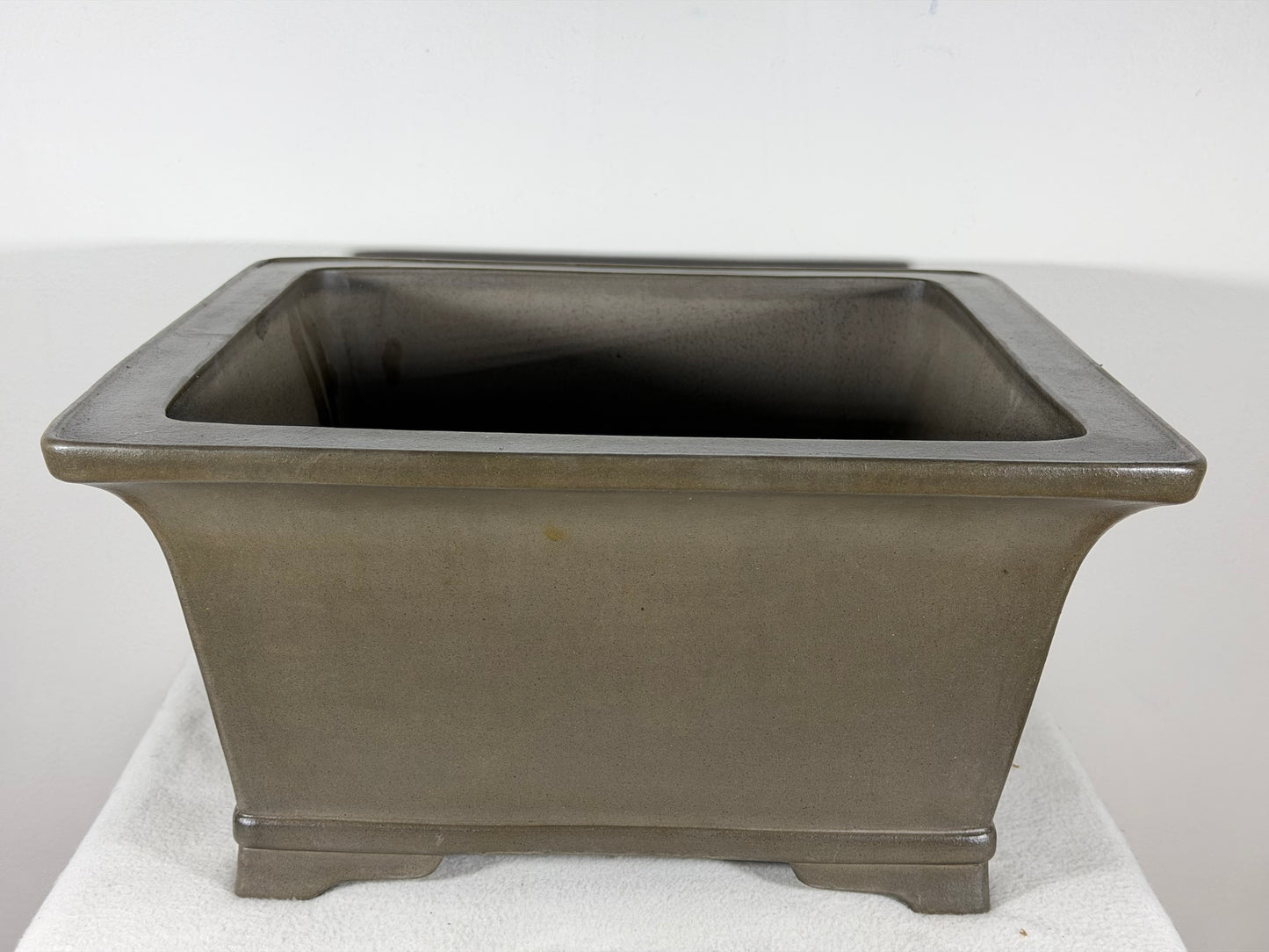Preowned Japanese Tokoname Unglazed Square Bonsai Pot Gyouzan Nakano - 15.25” By 7.5”